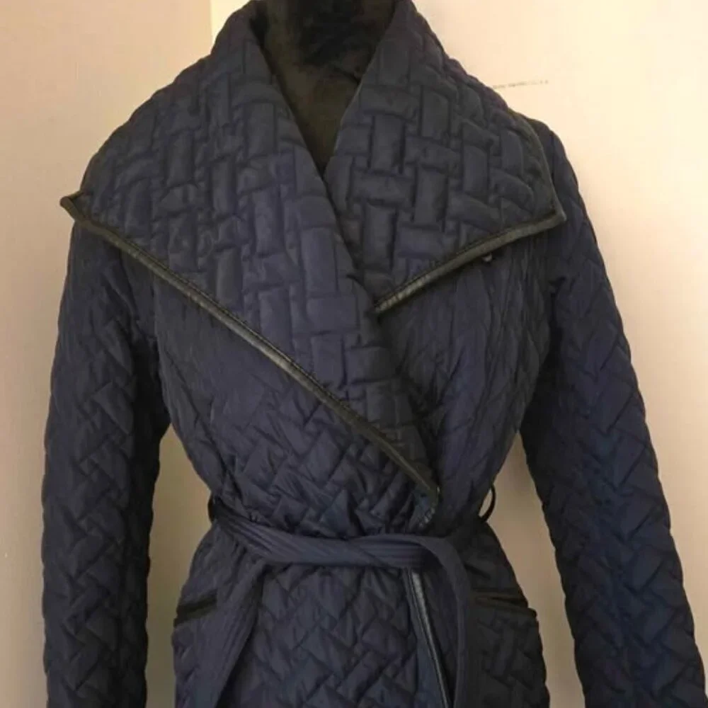 Cole Haan Signature Quilted Jacket Coat with Belt Size Medium